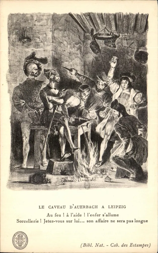 O Caveau d'Auerbach em Leipzig — cena de bruxaria — Bibliothèque nationale, Cabinet des Estampes - Frente