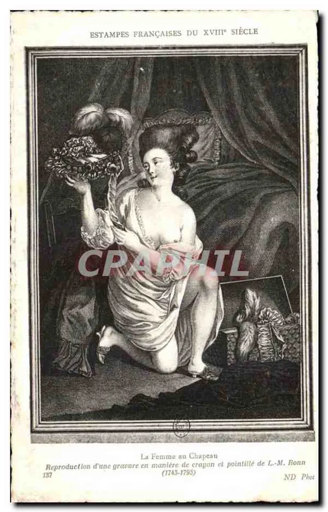 Die Frau mit dem Hut — Nachbildung einer Holzschnitte von L.-M. Bonn (1743-1793) — ND Phot - Vorderseite