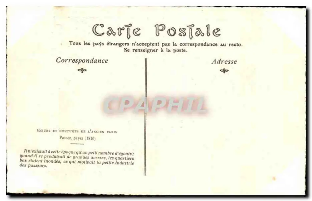 Passage Payez — Sitten und Gebräuche des alten Paris — ND Phot, n°499 - Rückseite