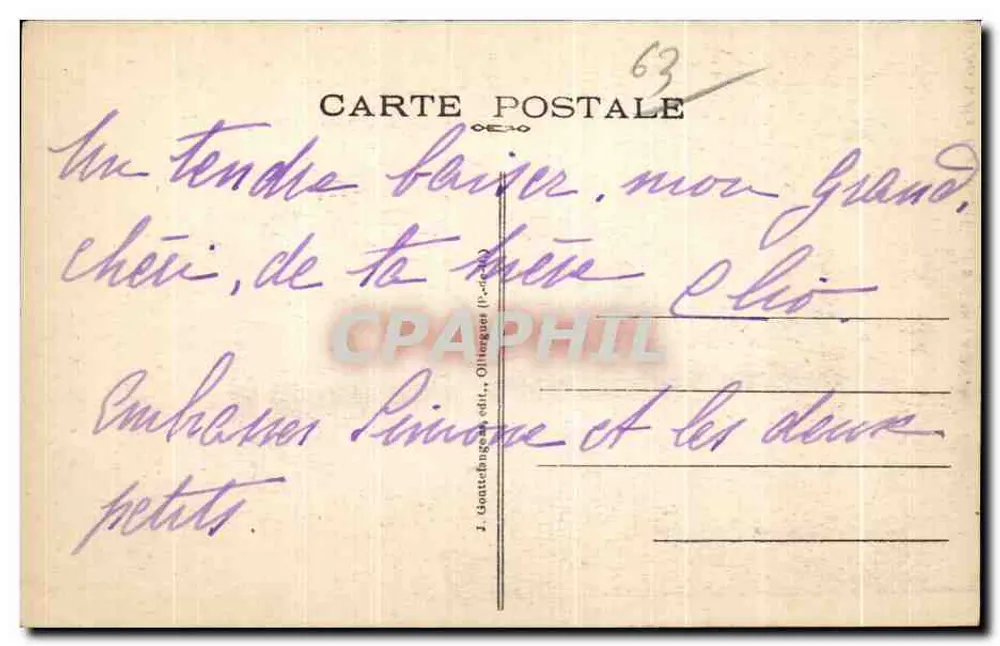 Lava-Kreuz von Volvic — Royat — 15. Jahrhundert — G. D'O. - 483 - ROYAT - Rückseite