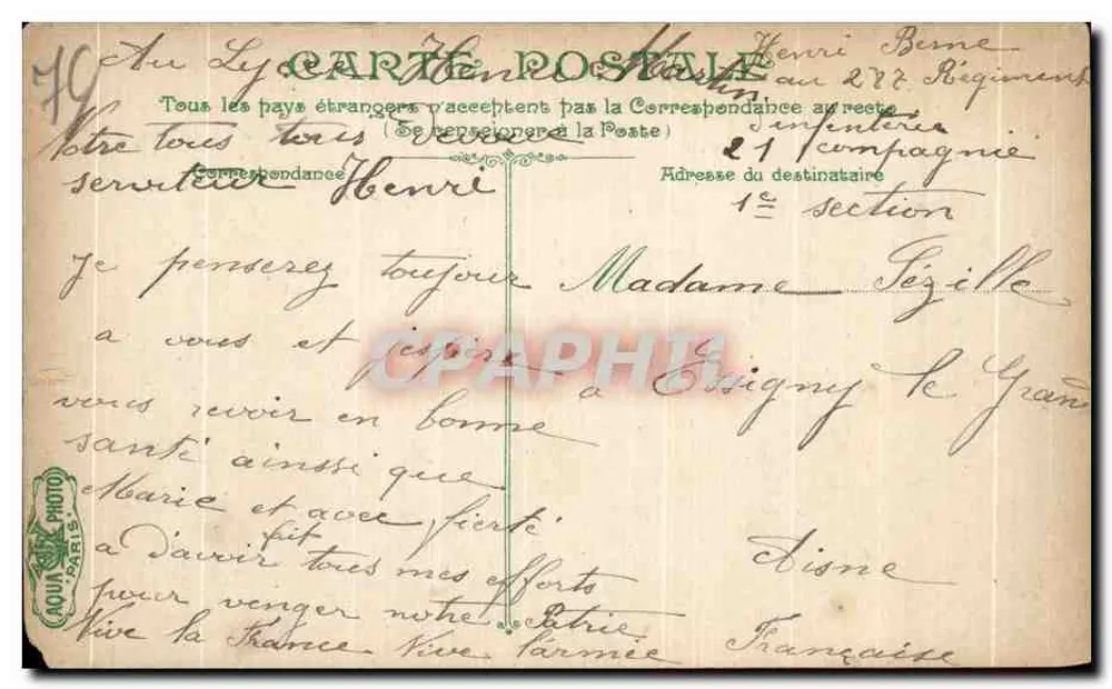 Dieppe Strand vor dem Casino — Antike Ansichtskarte n°2100 — Verlag AQUA PHOTO PARIS - Rückseite