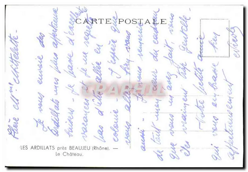 Les Ardillats perto de Beaujeu (Rhone) — O Castelo — Carta postal - Verso