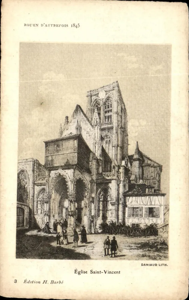 Rouen von einst 1845 — Kirche Saint-Vincent — Ausgabe H. Barbé - Vorderseite