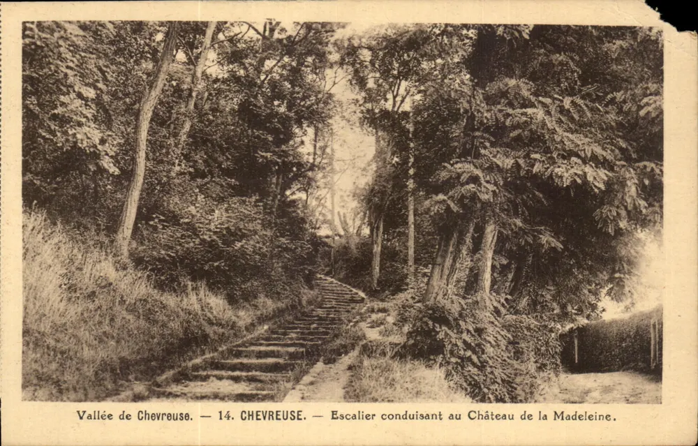 Tal von Chevreuse — Treppen, die zum Schloss der Madeleine führen — F. David, Photo Cursailles - Vorderseite