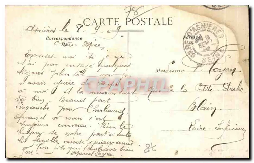 Versailles - 76 - La Gare des Chantiers — éditeur Collection des Galeries Modernes, n° de série non visible - Verso
