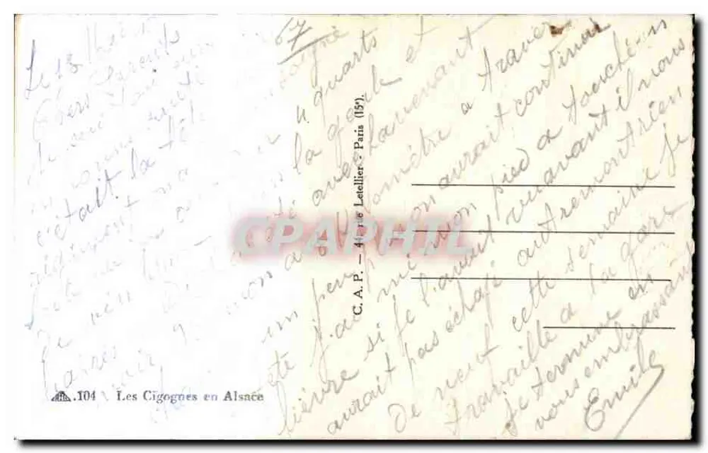 Garças na Alsácia — C.A.P. — 104 - Verso