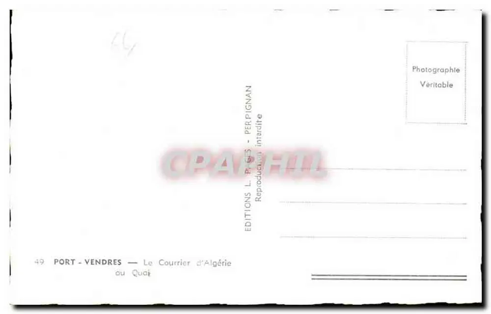 Port-Vendres — Der Algerische Kurier am Kai — Editions L. Pages - Perpignan - Rückseite