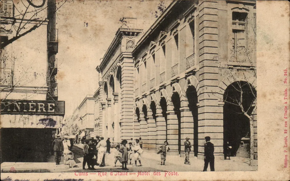Tunis — Rue d'Italie — Postamtshotel - Vorderseite