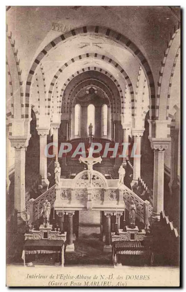Innenansicht der Kirche-Abtei Notre-Dame des Dombes — Martelieu, Ain — Imp. Bourgeois Frères, Chalon-sur-Saône - Vorderseite