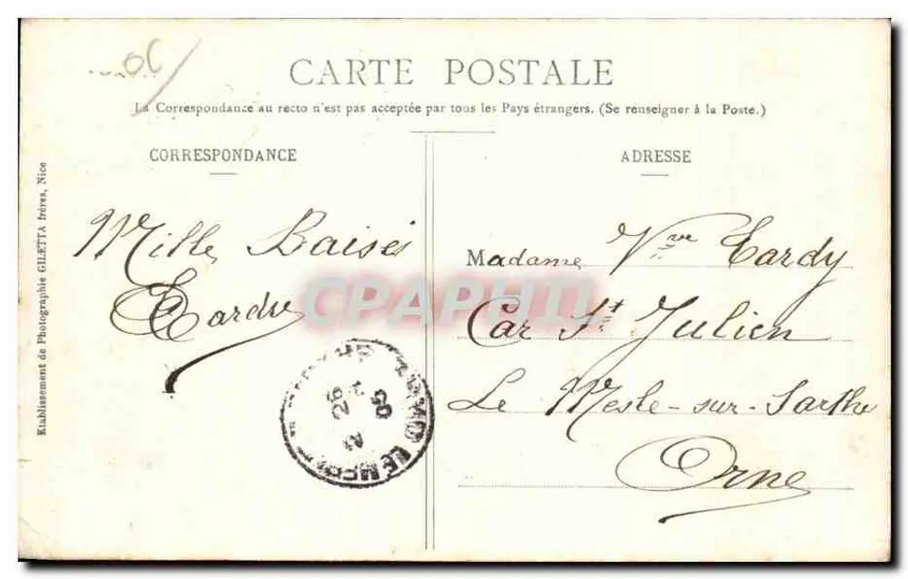 Monte-Carlo - Allgemeiner Blick - Yacht "Prinzessin Alice" — Künstlerische Sammlung, Giletta-Ausgabe, Nr. 718 - Rückseite