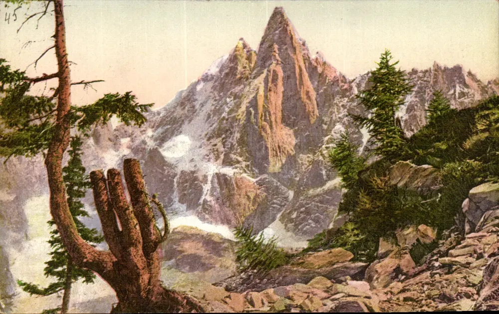 A Aiguille du Dru — Chamonix — Ed. Art. S.A. Schneegg, Lausanne, n°1300 - Frente