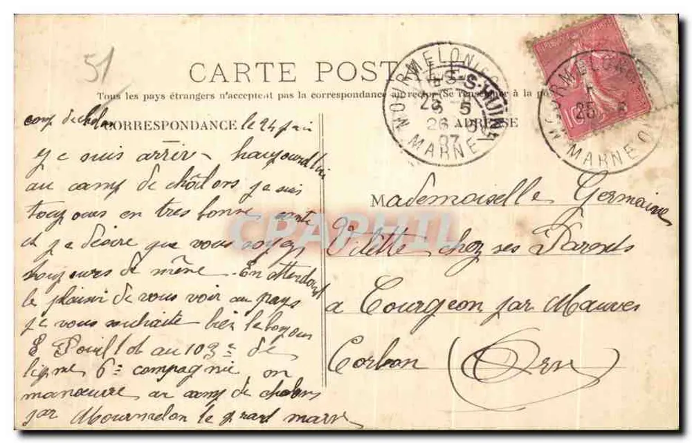 Camp de Châlons - A Sopa — Livraria Militar Guérin, Mourmelon - Verso