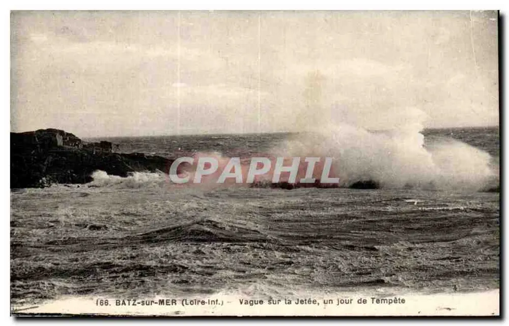Batz-sur-Mer (Loire-Inf.) — Welle auf der Mole, ein stürmischer Tag — P. Chapeau, Verlag - Vorderseite