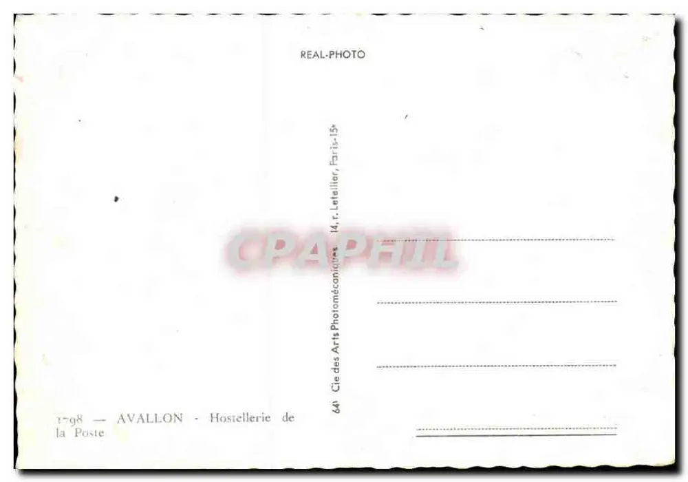 एवलॉन - होस्टेलेरी डी ला पोस्ट - सी डेस आर्ट्स फोटोमेकैनिक्स, पेरिस - पीछे