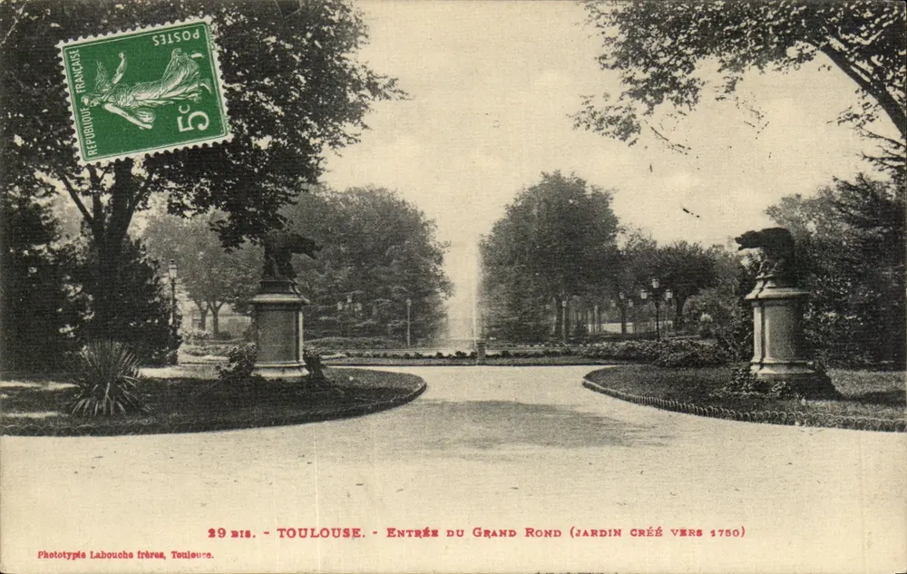 Toulouse - Eingang zum Grand Rond (Garten aus dem Jahr 1750) — Phototypié Labouche frères, Toulouse — n° 29 bis - Vorderseite