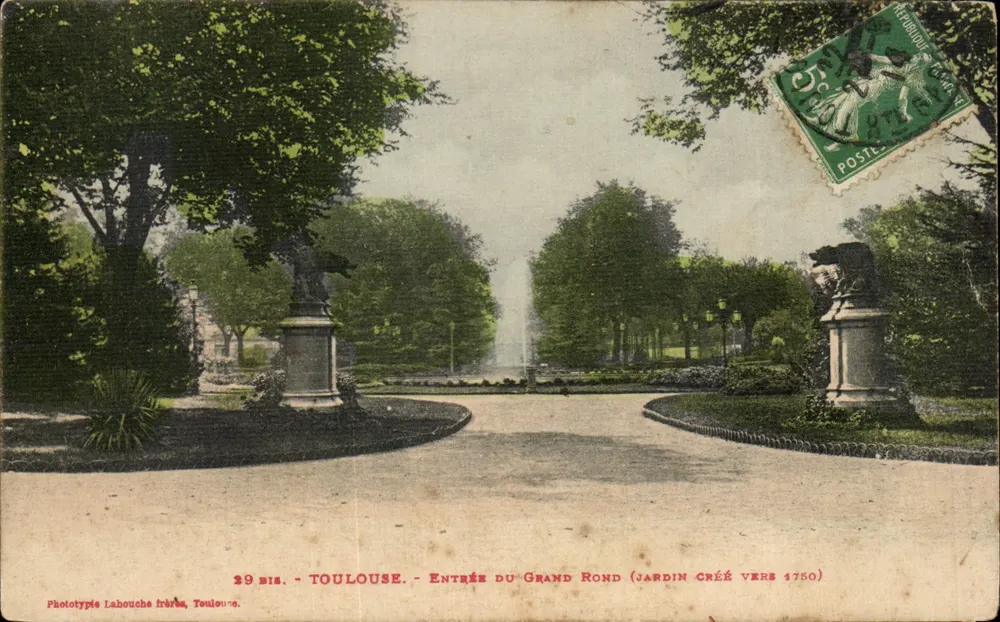 Toulouse - Eingang zum Grand Rond (Garten aus dem Jahr 1750) — Phototypie Labouche frères, Toulouse - Vorderseite