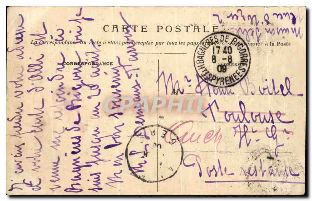 Bagnères-de-Bigorre — Ansicht vom Aspin-Pass — Verleger: Bagnères-de-Bigorre - Rückseite