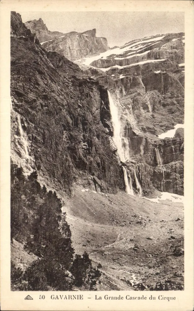 Gavarnie — A Grande Cachoeira do Cirque — Editor: C. Lattrellier, n° 50 - Frente