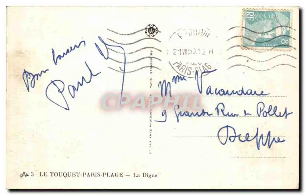 Le Touquet-Paris-Plage — La Digue — Verlag: Les Arts Photomécaniques - Rückseite