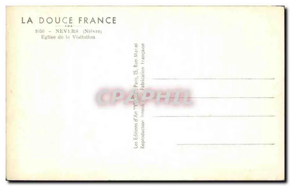 Kirche der Visitation — Nevers (Nièvre) — Éditions d'Art 'Yvon' - Rückseite