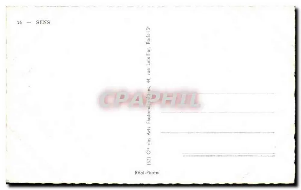 Sens — Lembrete de Sens — Cie des Arts Photographiques - Verso