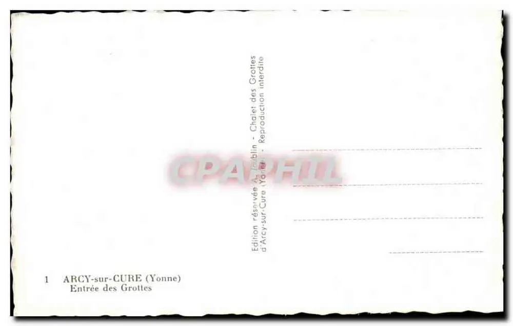 Entrada das Grutas — Arcy-sur-Cure (Yonne) — Edição de Arcy-sur-Cure - Verso