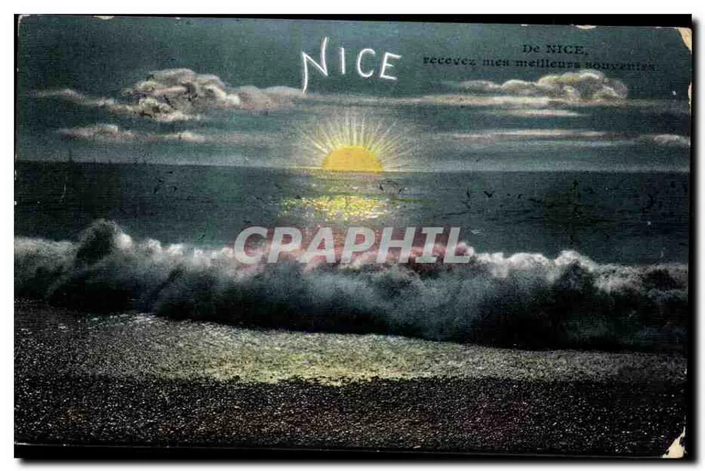 Pôr do sol no mar — Nice — Editor Giletta Frères, NICE - Frente