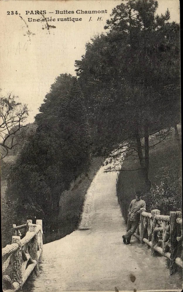 PARIS — Buttes Chaumont — Uma trilha rustica — J. H. n° 234 - Frente