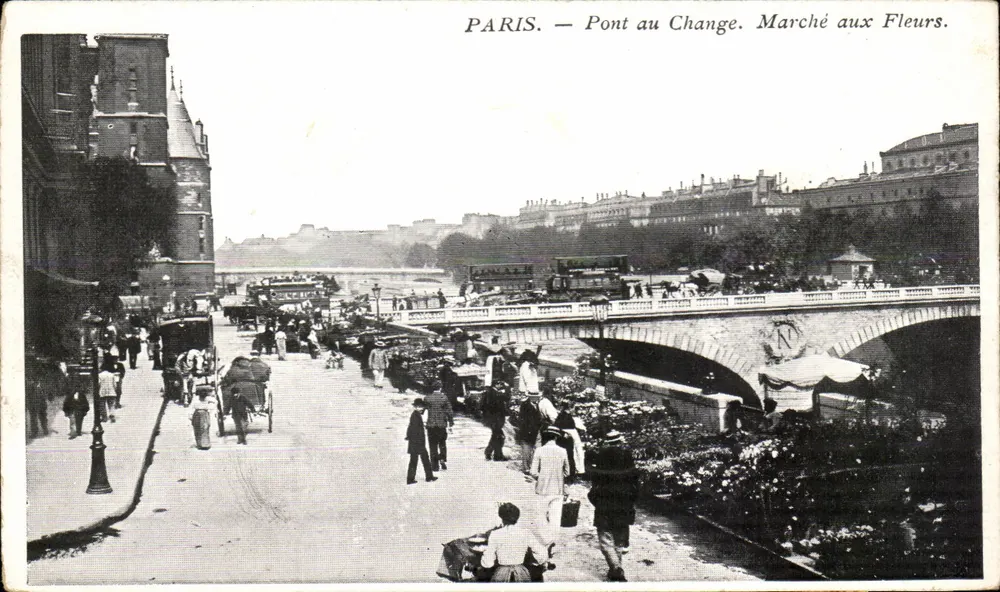 Paris — Pont du Change. Marché aux Fleurs. - Frente