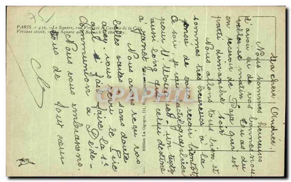 Place de la Concorde — Ansicht des Palais Bourbon — Edition La Giegeuse, Nr. 15 - Rückseite