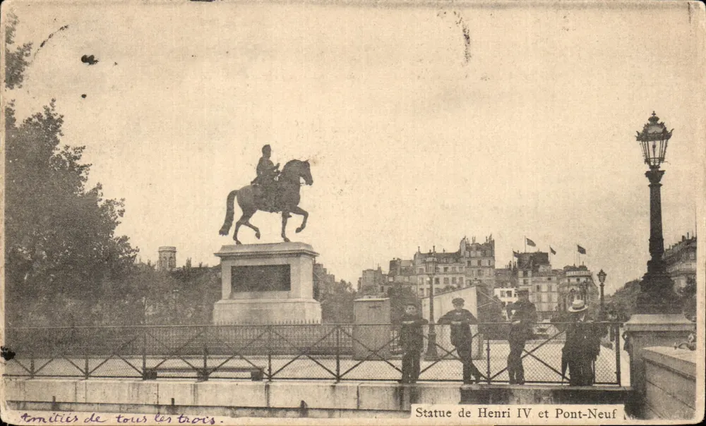 Estátua de Henrique IV e Pont-Neuf — Paris — Impressora anônima - Frente