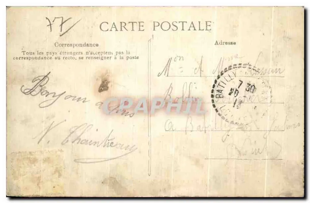 Schloss FONTAINEBLEAU — Galerie der Teppiche — Verleger L. D. n° 577 - Rückseite