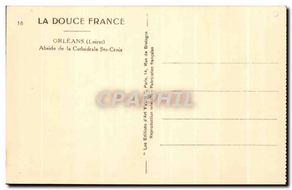 Orléans — Abside da Catedral Santa Cruz — Les Éditions d'Art Yvon, Paris - Verso