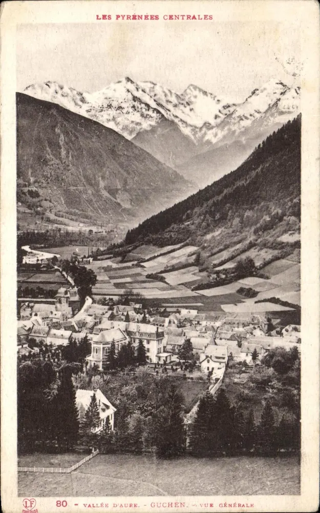 Guchen — Valle de Aure — Vista general — Pirineos Centrales — Fototipia Labouret, Toulouse, n°80 - Anverso