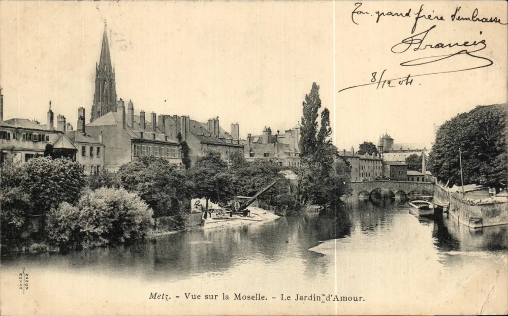 Metz — Blick auf die Mosel — Der Liebesgarten — Verlag Néoud - Vorderseite