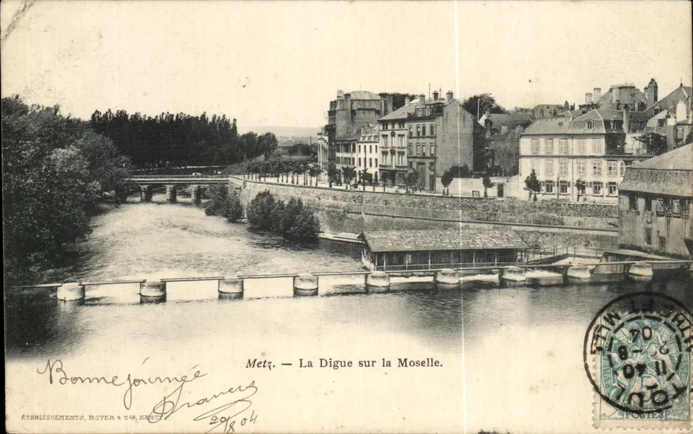 Metz — La Digue sobre la Mosela — Establecimiento Royer & Cie, Német - Anverso