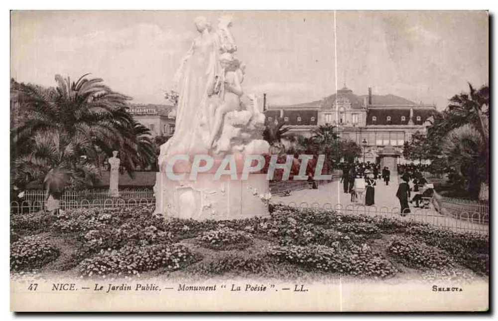 Nizza — Der Öffentliche Garten — Denkmal 'La Poésie' — LL. — Sélecta - Vorderseite