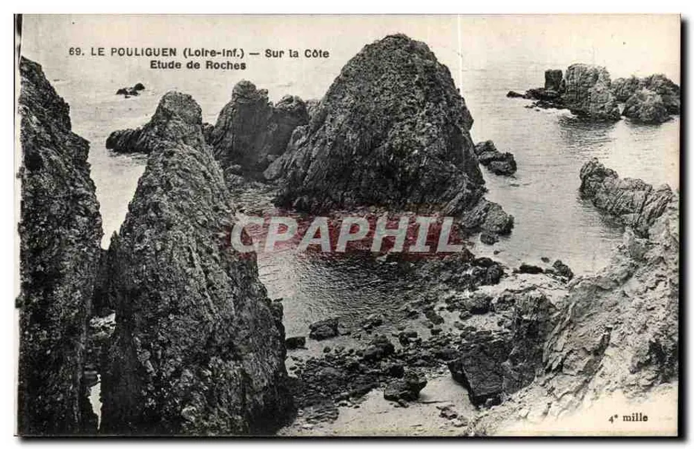 Le Pouliguen (Loire-Inf.) — An der Küste, Studie zu Felsen — 4. Tausend — Verlag F. Chapeaublanc, Nantes - Vorderseite