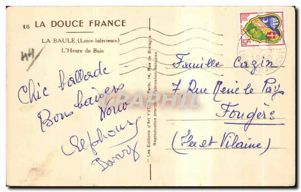La Baule — A Hora do Banho — Edições d'Art Yvon - Verso