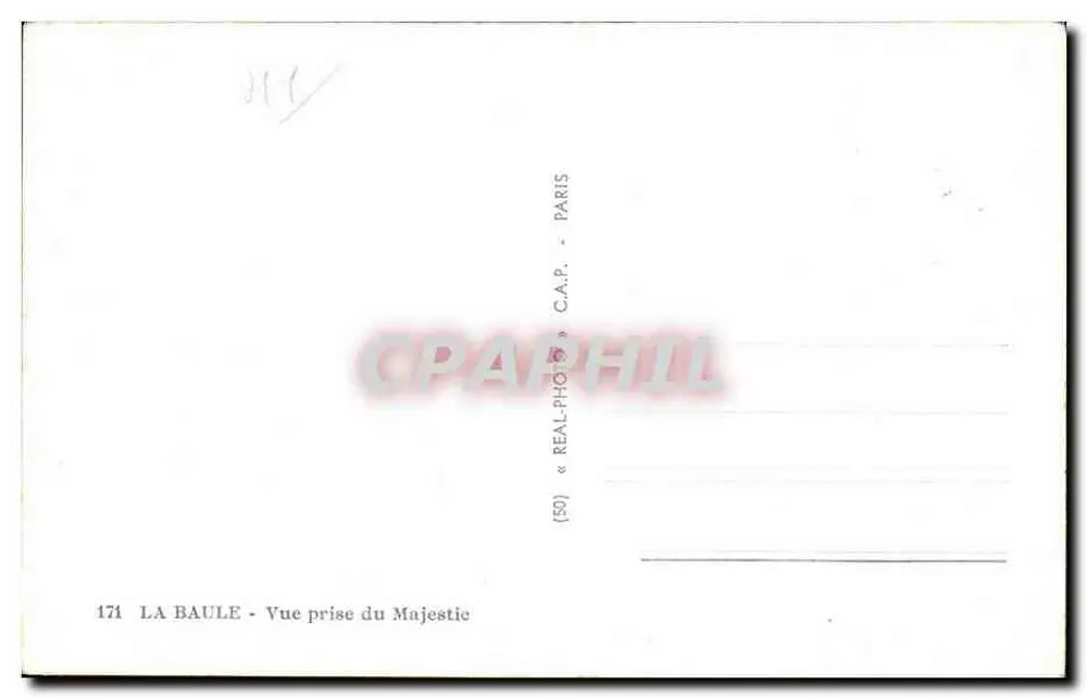 La Baule — Vue prise du Majestic — C.A.P. « REAL-PHOTO » PARIS - Verso