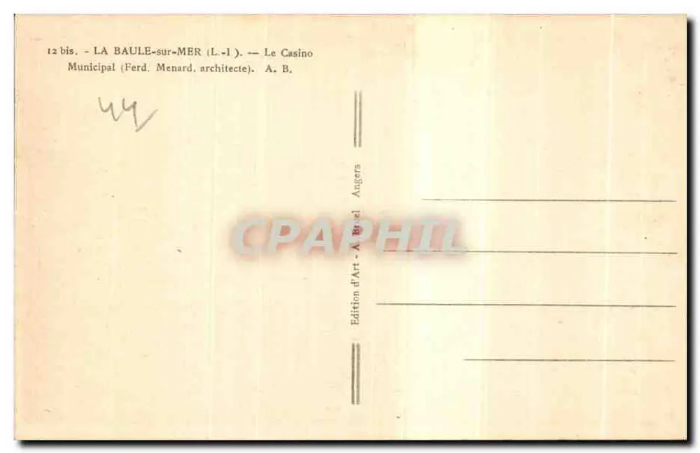 Das Municipale Casino — La Baule-sur-Mer — Édition d'Art Augers - Rückseite