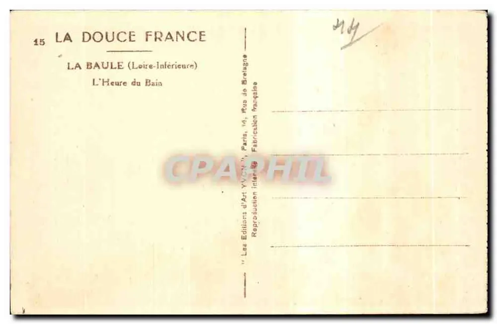 La Baule — A Hora do Banho — Les Éditions d'Art Yvon, Paris - Verso