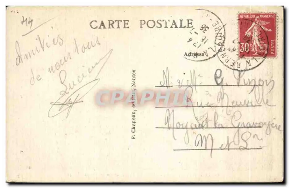 LA BERNERIE (Loire-Inf.) — Der Wendepunkt der Grande Plage — F. Chapeau, Verlag, Nantes - Rückseite