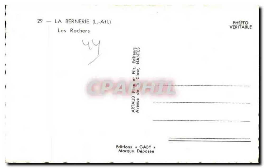 La Bernerie (L.-Atl.) — Les Rochers — Gaby - Verso