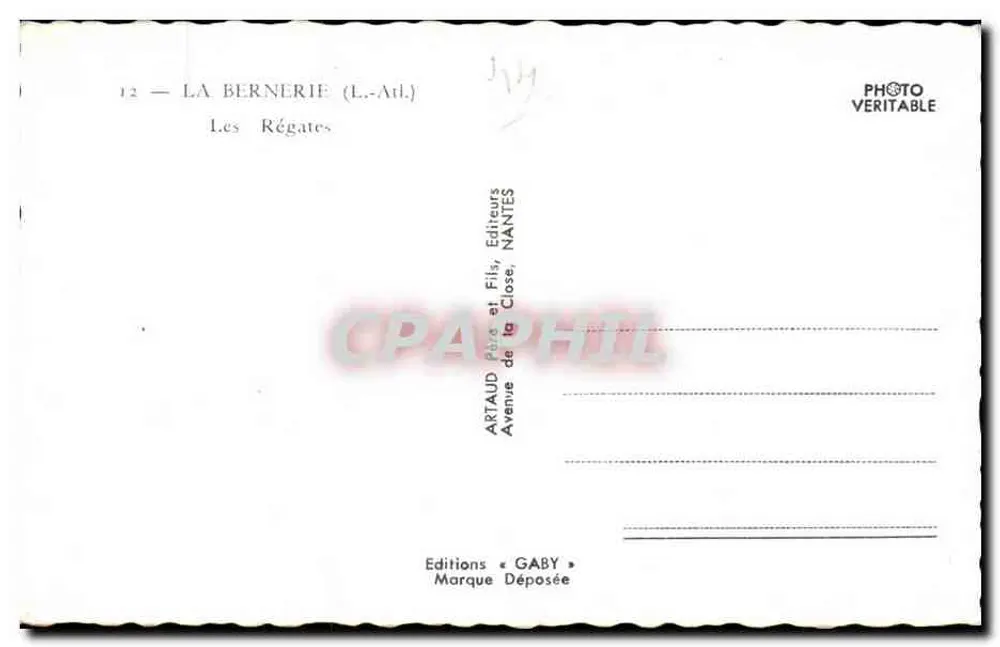 As Regatas — La Bernerie (L.-Atl.) — Edições Gaby - Verso