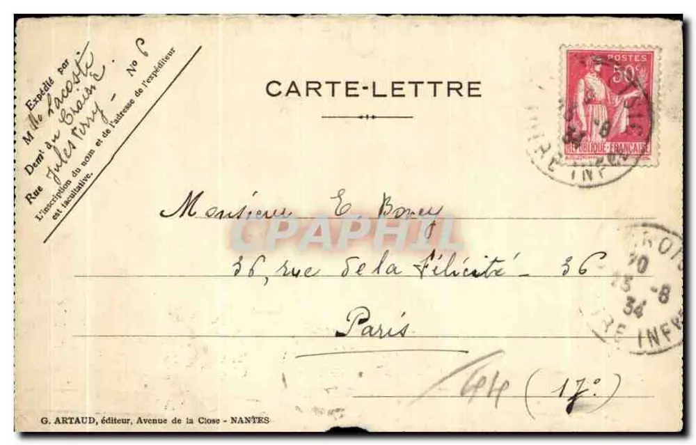Le Croisic — Le Moulin de Pen-Avel — G. Artaud, éditeur - Rückseite