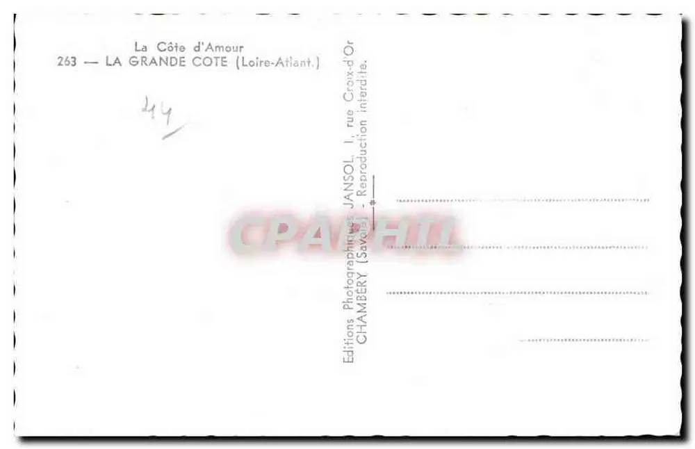 La Grande Côte — Loire-Atlantique — JANSOL (Savars) - Verso
