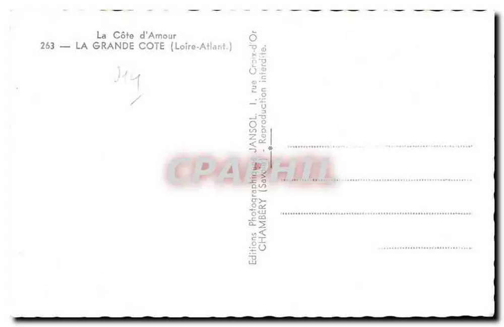 La Grande Côte — Loire-Atlantique — Éditions Jansol, n°263 - Verso