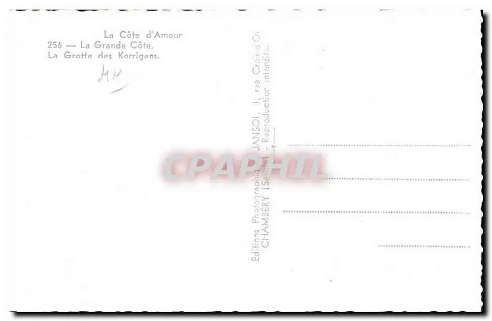 Die Große Küste — Die Höhle der Korrigans — Éditions JANSOL, Chambery (Serie 256) - Rückseite