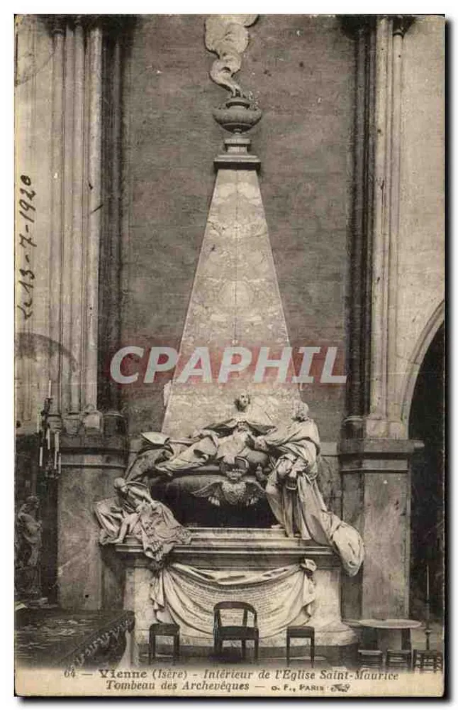 Vienne (Isère) — Innenansicht der Kirche Saint-Maurice — Grab der Erzbischöfe — O. F., Paris - Vorderseite